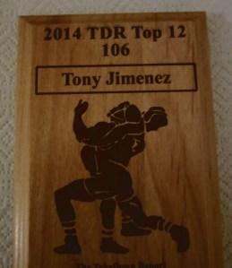 4A 106 Lbs. 6th Placer - Tony Jimenez of West Johnston H.S. - Region. Champ.