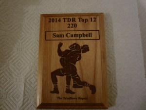 4A 220 Lbs. 2nd in State Sam Campbell of West Johnston H.S. #1 in east. N.C.