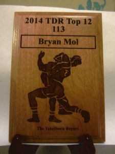 3A 113 Lbs.  5th Place, 2nd in Region. Bryan Mol of Swansboro H.S.